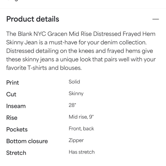 Blank NYC Gracen Mid Rise Distressed Frayed Hem Skinny Jean - Picture 6 of 6